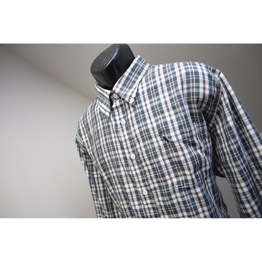 Local Boy Outfitters Button Up Dress Shirt Mens XL Blue Plaid Bamboo Blend EUC